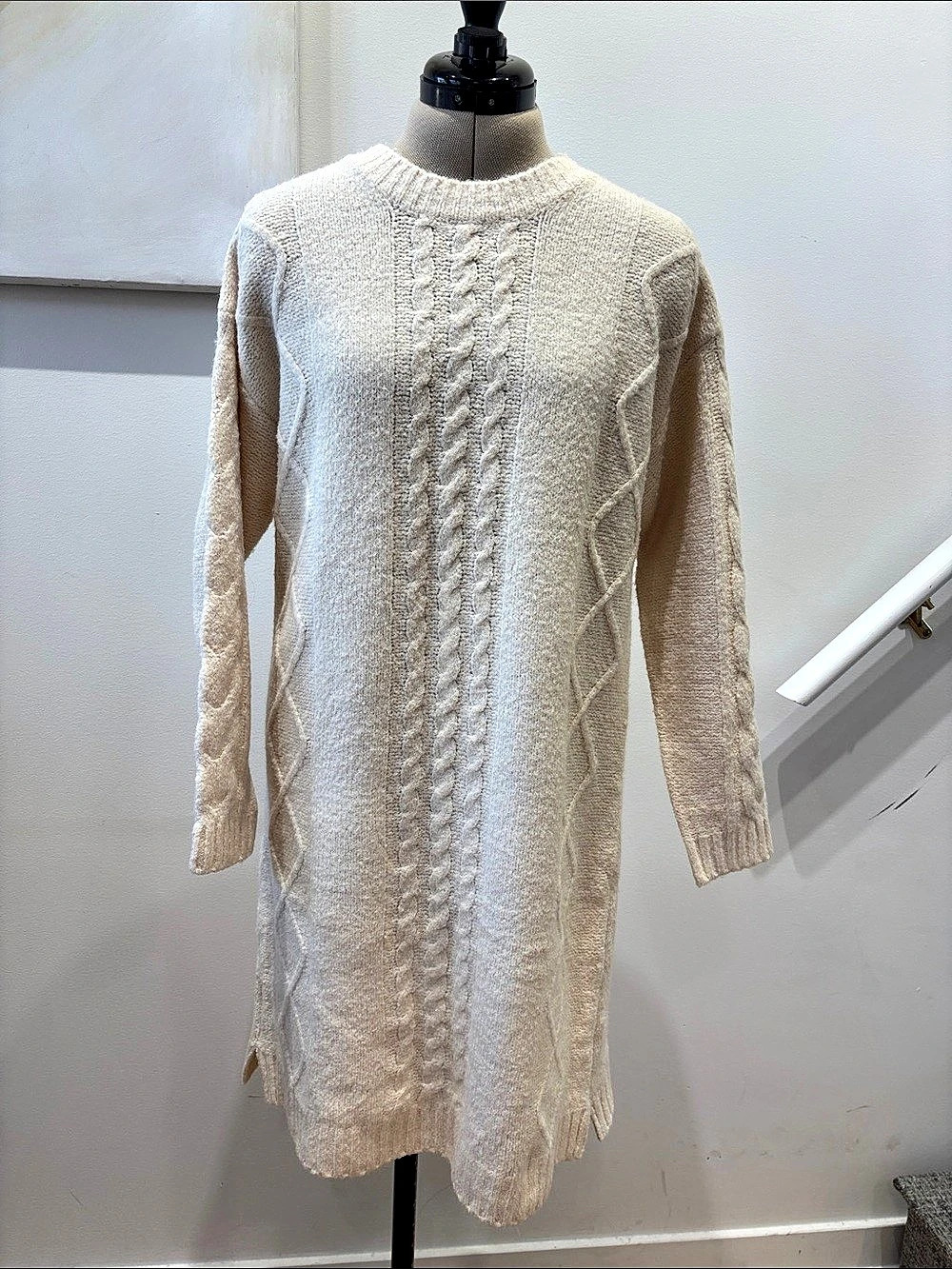 Cable Knit Sweater Dress in Cream Like New